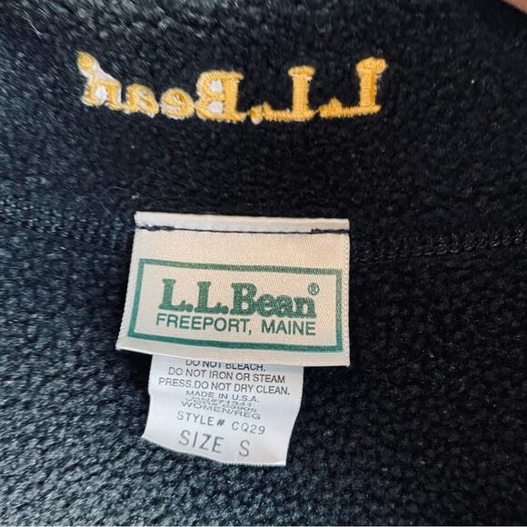 Vintage LL Bean Woman half zip pullover yellow mesh pocket lining size S black - Picture 6 of 10